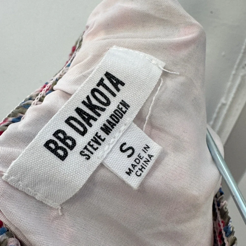 BB Dakota Steve Madden Floral Smocked Tiered Mini Skirt Pink Blue BL19417S Small